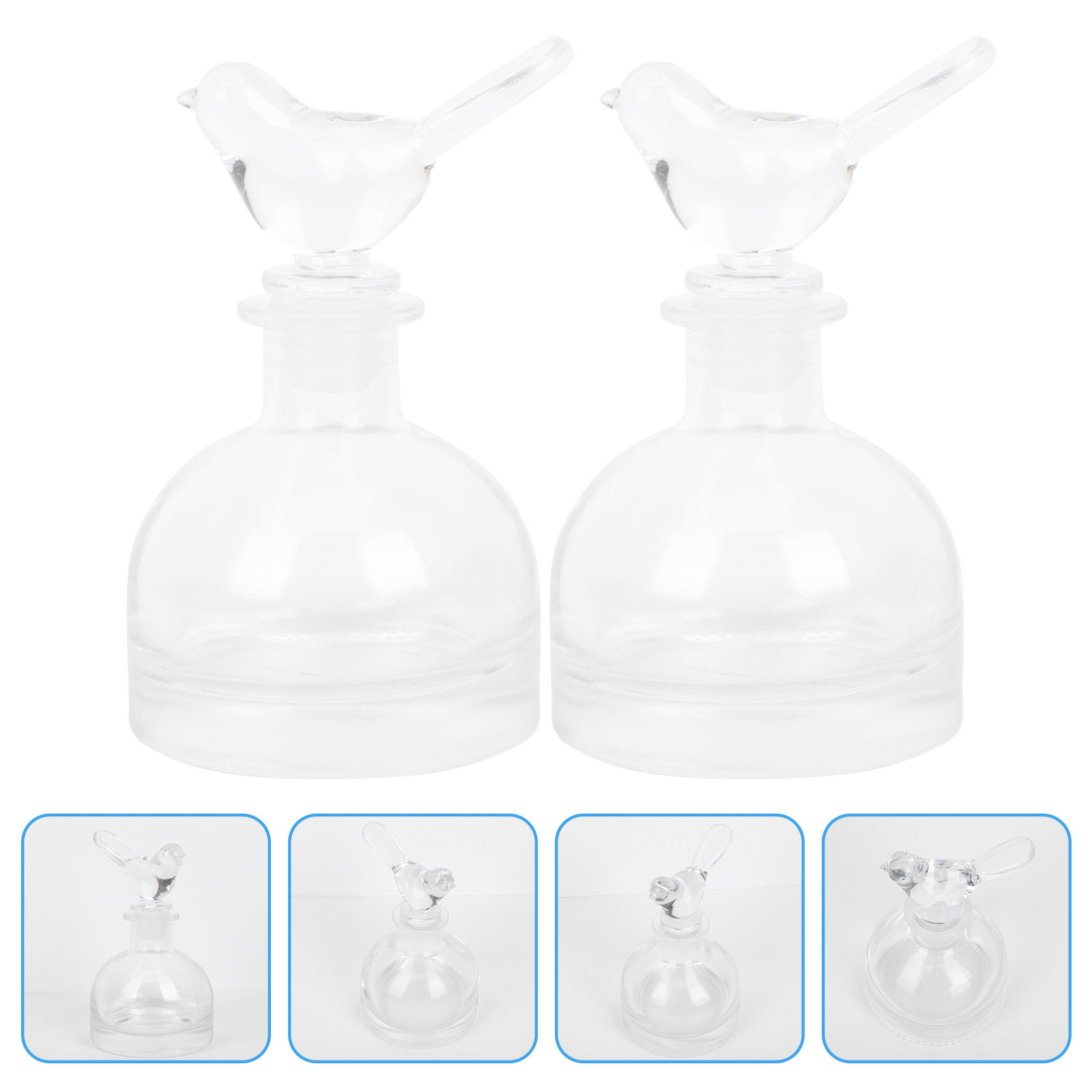 Fragrance Home Decor - 2 個のガラス香水瓶プレミアムクリア頑丈な家庭用車装飾フレグランス収納アロマセラピーボトル