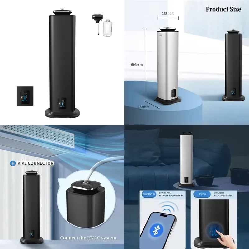 Home Fragrance Diffusers - ホテルホームウォーターレスエッセンシャルオイルディフューザー800mlスマートフレグランスマシン垂直HVACアプリ対応セントディフューザー