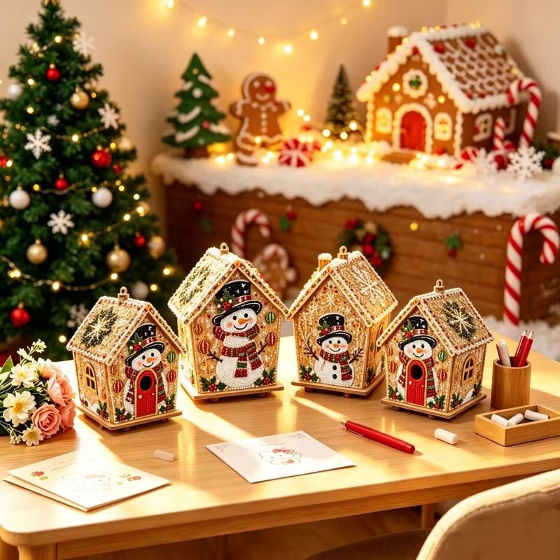 Home Fragrance Gingerbread - DIYパールアートクリスマスハウスダイヤモンドペインティングキットジンジャーブレッドハウス型クリスマスハンギングオーナメントセット、ホームホリデーデコレーションギフト