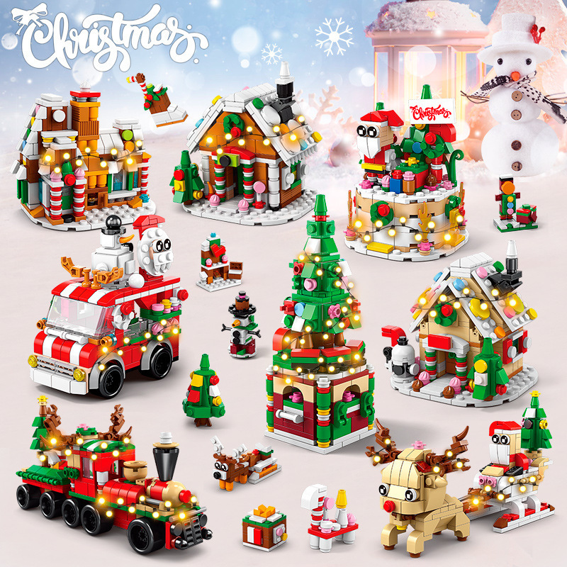 Home Fragrance Gingerbread - クリエイティブシティ冬村サンタクロースジンジャーブレッドハウスクリスマストレイントナカイそりセットビルディングブロック子供のおもちゃギフト