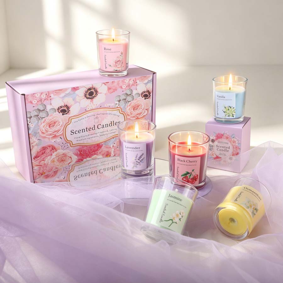 Fragrance Home Decor - アロマセラピーアロマキャンドルギフトセット 6種類の香りのガラス瓶キャンドル 寝室や結婚式のパーティーの贈り物に