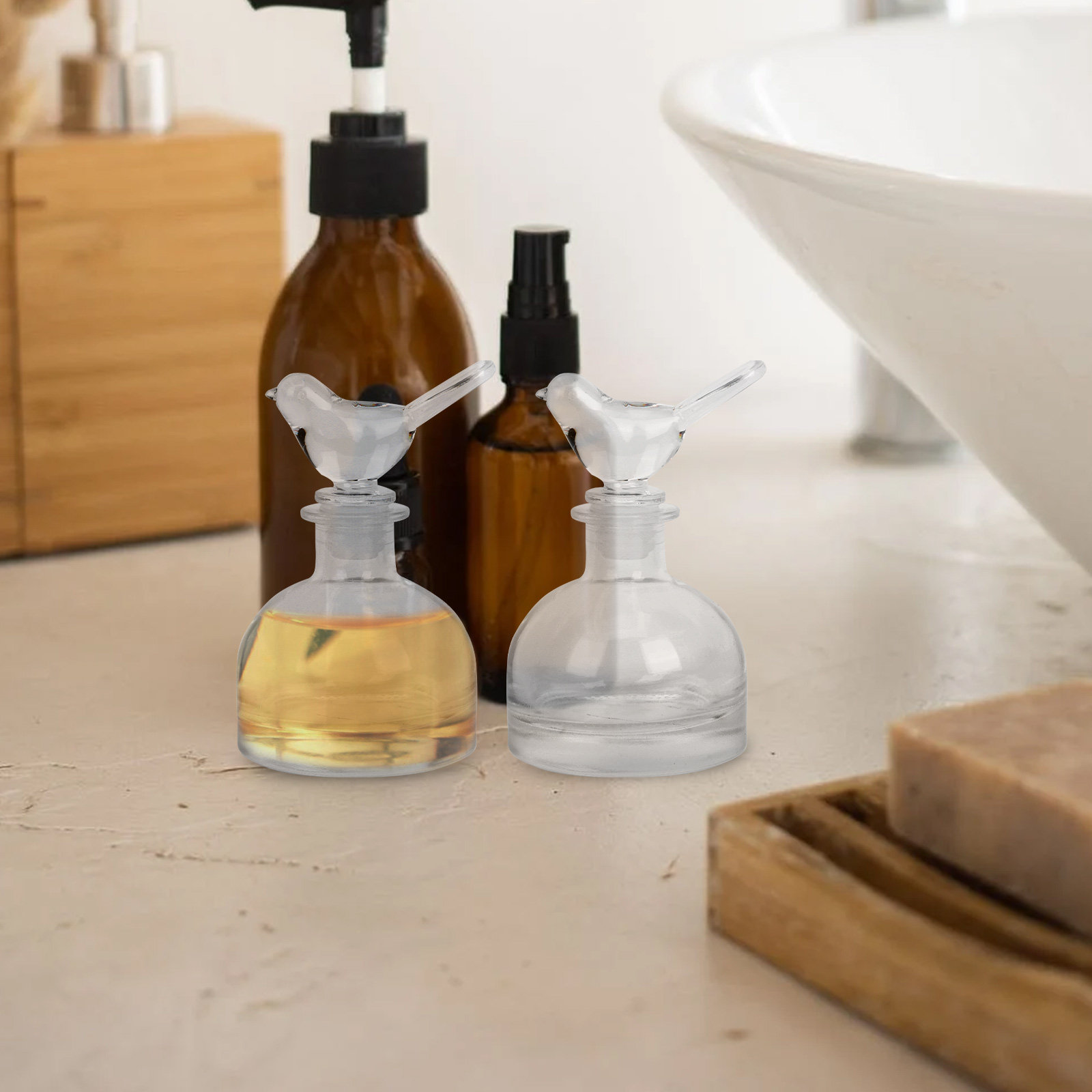 2 個のガラス香水瓶プレミアムクリア頑丈な家庭用車装飾フレグ - Fragrance Home Decor のレビューと価格