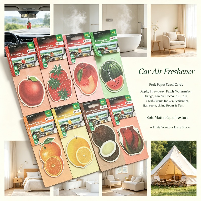 フルーツ型の車用芳香剤 8種類 吊り下げ式ペーパー香りカード - Fragrance Home Decor のレビューと価格