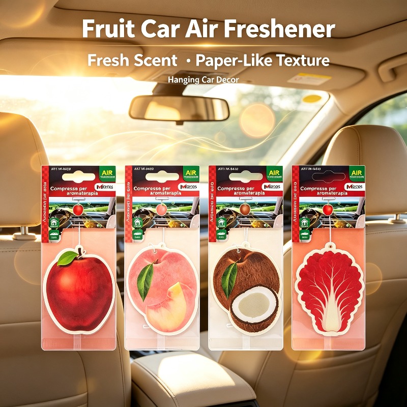 フルーツ型の車用芳香剤 8種類 吊り下げ式ペーパー香りカード - Fragrance Home Decor のレビューと価格