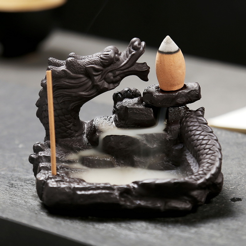 陶器製ドラゴン型香炉、逆流香炉、ミニオフィスデスク・ホームデ - Smokeless Incense Stick のレビューと価格