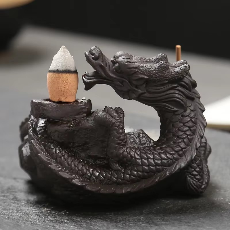 陶器製ドラゴン型香炉、逆流香炉、ミニオフィスデスク・ホームデ - Smokeless Incense Stick のレビューと価格