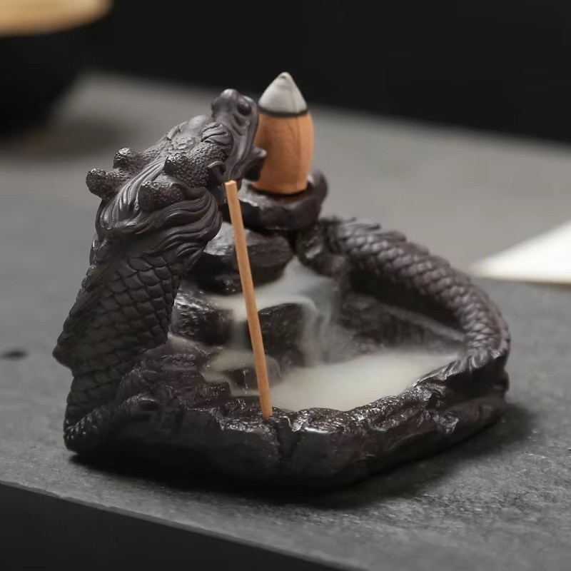 陶器製ドラゴン型香炉、逆流香炉、ミニオフィスデスク・ホームデ - Smokeless Incense Stick のレビューと価格