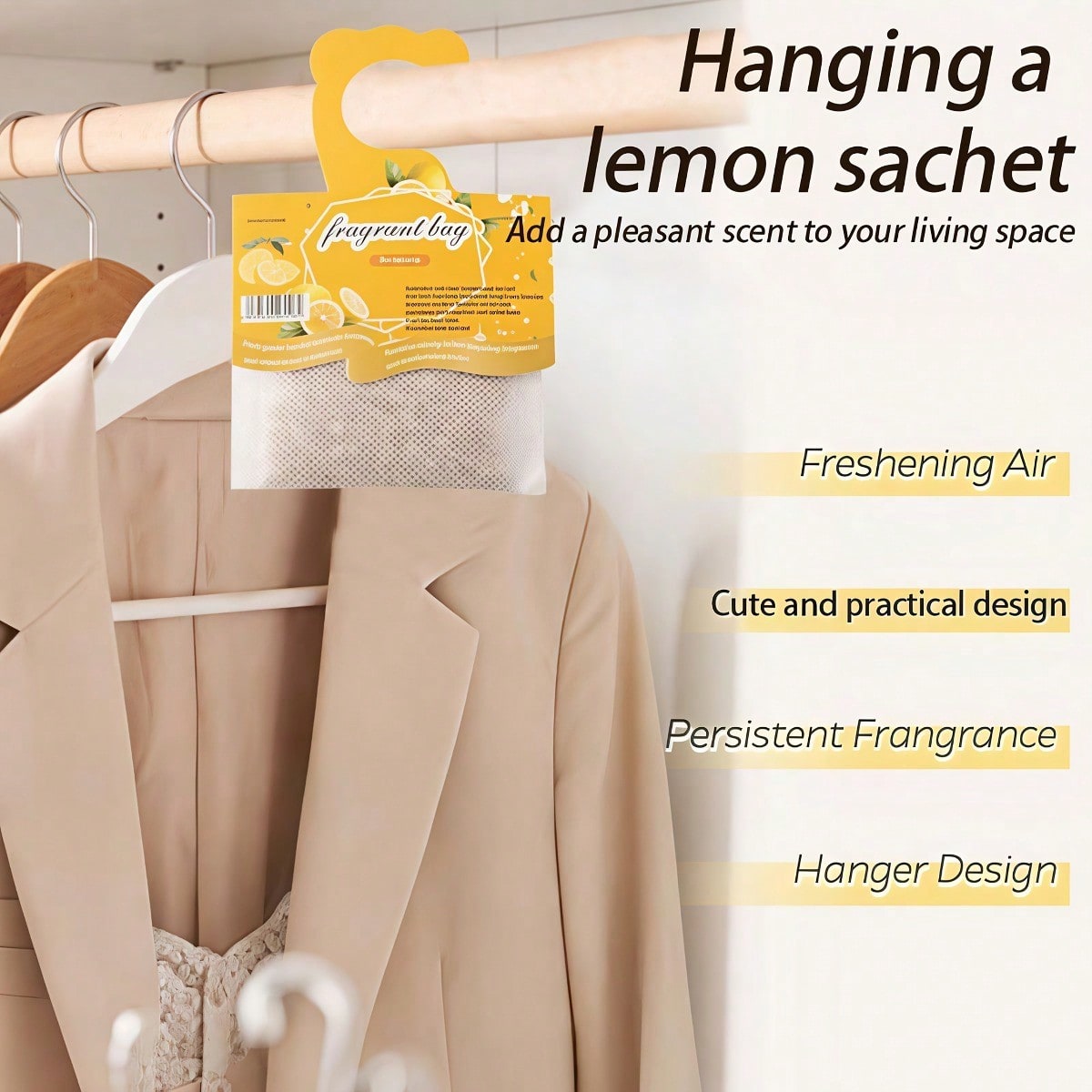 吊り下げ式レモンの香りのサシェ、クローゼットや引き出し用芳香 - Fragrance Home Decor のレビューと価格