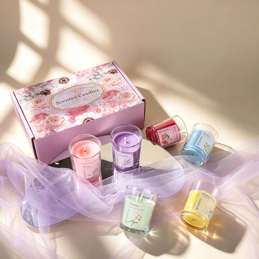 アロマセラピーアロマキャンドルギフトセット 6種類の香りのガ - Fragrance Home Decor のレビューと価格